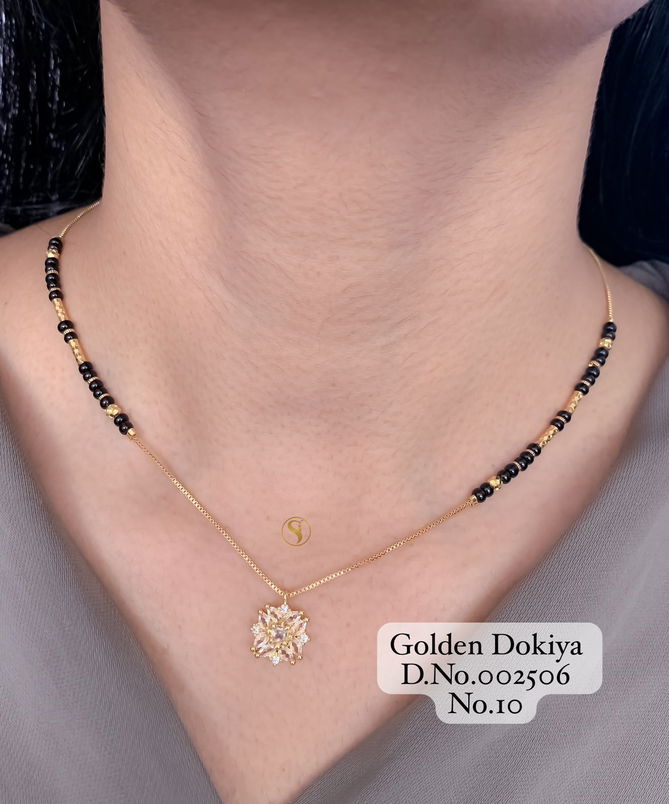 4 AD Diamond Daily Wear Golden Mangalsutra Dokiya Wholesale Shop In Surat
